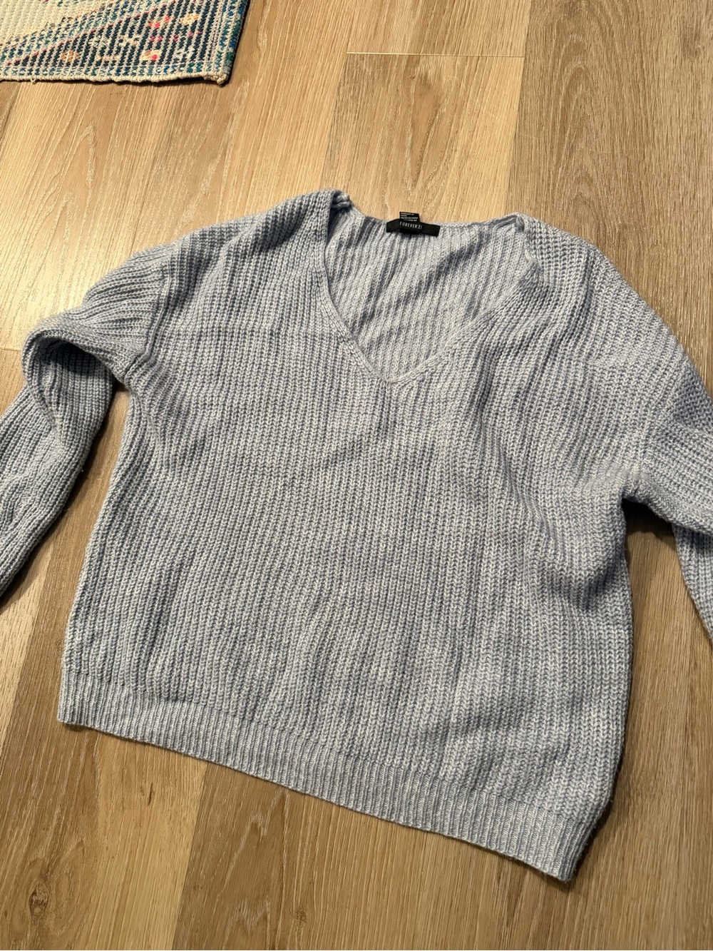 Forever 21 Light Blue V-Neck Women's Sweater